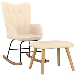 Maison Chic Chaise à bascule avec repose-pied | Fauteuil Relax Crème Tissu -GKD53847