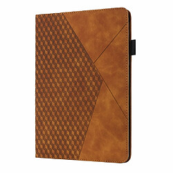 Etui en PU motif de losanges avec porte-cartes et élastique marron pour votre iPad mini (2021)