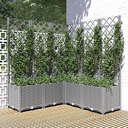 Maison Chic Jardinière,Bac à fleurs avec treillis - pot de fleur Gris clair 120x120x136 cm PP -GKD66954