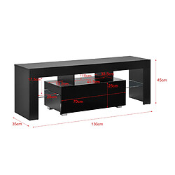 Helloshop26 Meuble TV 130 cm noir LED