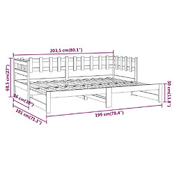 vidaXL Lit coulissant sans matelas noir 2x(90x200) cm pas cher