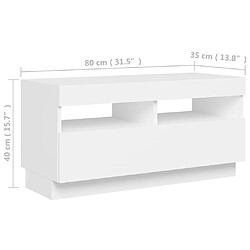 vidaXL Meuble TV avec lumières LED blanc 80x35x40 cm pas cher