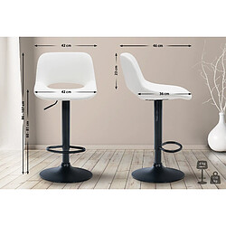 Avis Decoshop26 Tabouret de bar chaise haute x1 avec repose-pieds en PVC blanc piètement métallique noir 10_0004582