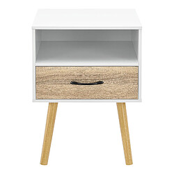 Avis Helloshop26 Table de chevet de nuit commode à tiroir meuble ba avec rangement 57 cm blanc 03_0006228