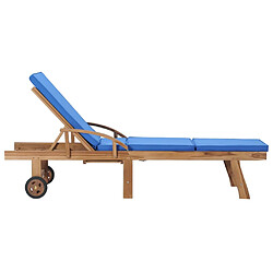 Acheter Helloshop26 Lot de 2 transats chaise longue bain de soleil lit de jardin terrasse meuble d'extérieur avec coussins bois de teck solide bleu 02_0012153