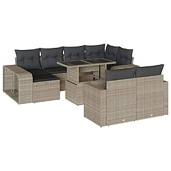 vidaXL Salon de jardin 11 pcs avec coussins gris clair résine tressée