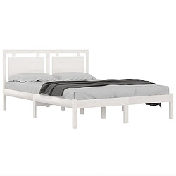 Avis Maison Chic Lit Moderne Chambre - Cadre/structure de lit pour adulte Blanc Bois massif 135x190 cm Double -MN65183