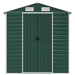 Helloshop26 Abri de jardin cabane cabanon maison de stockage remise extérieur hangar outils robuste 191 x 895 x 198 cm acier galvanisé vert 02_0022356