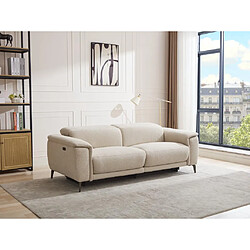 Vente-Unique Canapé 3 places relax électrique en tissu texturé beige BOSDALO