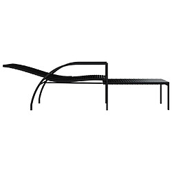 Helloshop26 Transat chaise longue bain de soleil lit de jardin terrasse meuble d'extérieur avec repose-pied résine tressée noir 02_0012592 pas cher