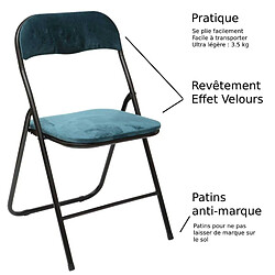 Avis Toilinux Lot de 6 Chaises pliantes effet velours - Bleu