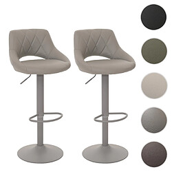 Mendler Lot de 2 tabourets de bar HWC-N64, chaise de bar tabouret de comptoir, repose-pieds pivotant, similicuir métal ~ gris