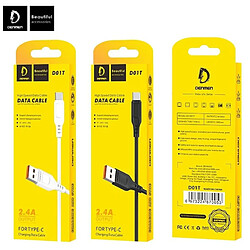 CABLE DENMEN D01T USB TYPE-C 1 METER BLACK 2.4A