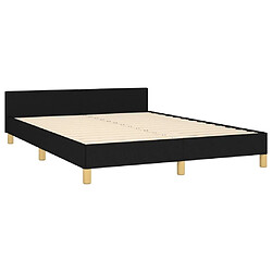 Maison Chic Cadre/structure de lit avec tête de lit pour adulte - Lit Moderne Chambre Noir 140x190 cm Tissu -MN25074 pas cher