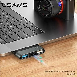 Avis GUPBOO USAMS Adaptateur USB-C Mini HUB 2xUSB +Micro SD Gris,JL2403