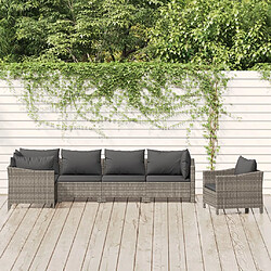 Maison Chic Salon de jardin 6 pcs + coussins - Mobilier/Meubles de jardin - Table et chaises d'extérieur Gris Résine tressée -MN67503