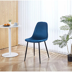 Acheter Hooma Lot de 4 chaises scandinaves confortables en velours et métal - Bleu