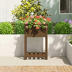 Avis Maison Chic Jardinière,Bac à fleurs - pot de fleur avec étagère Marron miel 54x34,5x81 cm Bois de pin -GKD80127