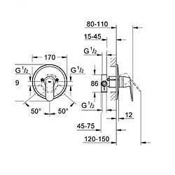 MITIGEUR MONOCOMMANDE ENCASTRE DOUCHE EUROSMART COSMO GROHE