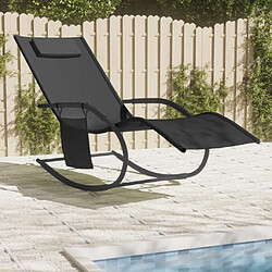 Maison Chic Chaise longue à bascule, Transat, Bain de Soleil noir acier et textilène