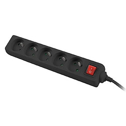 Power strip 3m, black, 5 sockets, with switch, cle made of solid copper