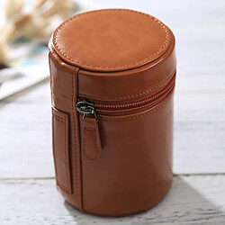 Wewoo Housse Étui pour Objectif appareil photo marron DSLR Camera Lens, Taille: 13 * 9 * 9cm à lentilles moyen ZippeRouge PU Leather Pouch Box 