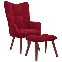 vidaXL Chaise de relaxation avec repose-pied Rouge bordeaux Velours