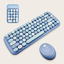 MOFII-Mini clavier et souris sans fil pour filles,Set bleu