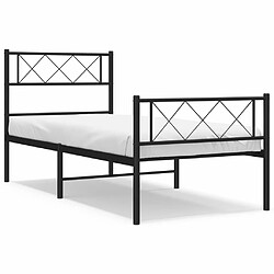 Maison Chic Lit adulte - Lit simple Cadre de lit métal avec tête de lit/pied de lit,Structure du lit Contemporain pour chambre noir 80x200 cm -MN58415