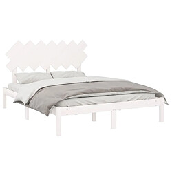 Avis Maison Chic Lit adulte - Lit simple Cadre de lit,Structure du lit Contemporain Blanc 150x200 cm Très grand Bois massif -MN90052