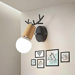 Stoex Applique Murale en Fer Bois, Moderne Lampe de Mur Simple E27 40W pour Chambre, Salon, Restaurant,Cuisine,Couloir, Noir pas cher