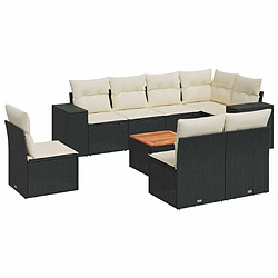 Maison Chic Salon de jardin 9 pcs avec coussins | Ensemble de Table et chaises | Mobilier d'Extérieur noir résine tressée -GKD49779