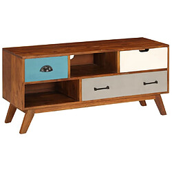 Maison Chic Meuble TV scandinave avec 3 tiroirs - Banc TV pour salon 110x35x50 cm Bois d'acacia solide -MN94320