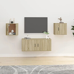 Maison Chic Lot de 2 Meubles TV muraux Banc TV suspendus pour salon Chêne sonoma 40x34,5x40 cm -MN55936