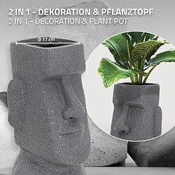 Acheter ML-Design Pot de Plantes/Fleurs Tête Île de Pâques, 26x23x43 cm, Gris, Polyrésine, pour Intérieur/Extérieur, Statue Massif, Grand Buste Sculpture, Vase Cache-pot, Planteur Décoration, Urne de Jardin