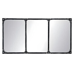 Vente-Unique Miroir fenêtre industriel en fer - L. 100 x H. 51 cm - Noir - MAASTRICHT