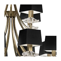 Inspired Akira Pendant 2 Tier 12 Light E14, Laiton antique avec abat-jour noirs pas cher