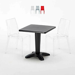 Grand Soleil Table bistrot et 2 chaises colorées poly