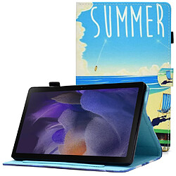 Etui en PU magnétique avec porte-cartes et porte-stylet Plage d'été pour votre Samsung Galaxy Tab A8 (2021) SM-X200/SM-X205