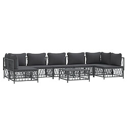 Avis Maison Chic Salon de jardin 8 pcs + coussins - Mobilier/Meubles de jardin - Table et chaises d'extérieur anthracite acier -MN59609