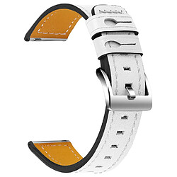 Bracelet en cuir véritable 20mm, blanc pour votre Garmin Vivomove Luxe/Garminmove Luxe