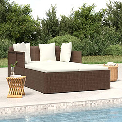 Maison Chic Chaise longue avec coussin | Bain de soleil Relax | Transat marron 182x118x63 cm résine tressée -GKD90243