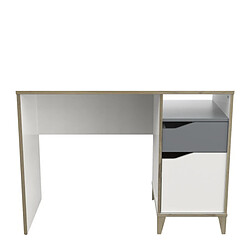 Dansmamaison Bureau 1 porte 1 tiroir Blanc/Gris - NOAH