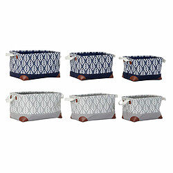 Set de basket DKD Home Decor S3018591 Volet Gris Marron Polyester Blanc Blue marine Boho Feuille d'une plante (40 cm) (40 x 30 cm) (3 pcs) (2 pcs)