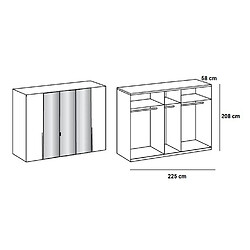 Avis Inside 75 Armoire 5 portes 3 miroirs WILMA 225 cm chêne naturel