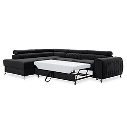 Acheter Canapé d'angle gauche convertible Isaac Velours Noir