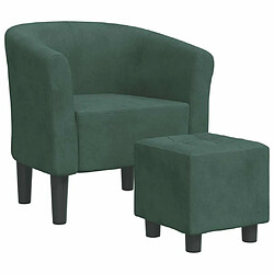 Maison Chic Fauteuil cabriolet et repose-pieds,Fauteuil luxe pour relax vert foncé velours -MN42191