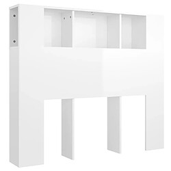 vidaXL Armoire de tête de lit blanc brillant 120x18,5x102,5 cm