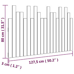 vidaXL Tête de lit murale Noir 127,5x3x80 cm Bois massif de pin pas cher