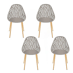 The Home Deco Factory Lot de 4 chaises d'extérieur Calvi en polypropylène - Taupe